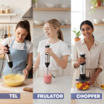 Mixer vertical 3 in 1 Daewoo DHB60BX, 600 W, tija detasabila din inox, 2 trepte de viteza, lama din inox, Negru/inox - imagine 11