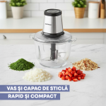 Tocator Daewoo DMCH50X, putere 500 W, capacitate 2 l, functie pulse, numar lame 4 din inox, sistem siguranta recipient, zgomot redus, Inox - imagine 7