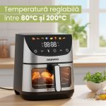 Friteuza cu aer cald Daewoo DAF1600IX, 1600 W, display LED, 6.5 L, timer, 8 programe predefinite, temperatura reglabila 80-200 grade, Negru - imagine 7