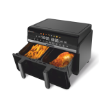 Friteuza dubla cu aer cald Daewoo DAF2X1100LRB, 1100W + 1100 W, display LED, capacitate 5L + 5L, timer, 8 programe predefinite, temperatura maxima 200 grade, Negru - imagine 2