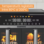 Friteuza dubla cu aer cald Daewoo DAF2X1100LRB, 1100W + 1100 W, display LED, capacitate 5L + 5L, timer, 8 programe predefinite, temperatura maxima 200 grade, Negru - imagine 8