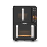Friteuza dubla cu aer cald Daewoo DAF2X1100UDB, 1400W + 1600 W, display LED, capacitate 5L + 7L, timer, 8 programe predefinite, temperatura maxima 200 grade, Negru