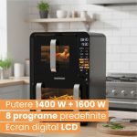 Friteuza dubla cu aer cald Daewoo DAF2X1100UDB, 1400W + 1600 W, display LED, capacitate 5L + 7L, timer, 8 programe predefinite, temperatura maxima 200 grade, Negru - imagine 9