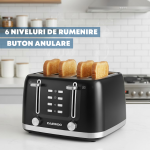 Prajitor de paine Daewoo DBT4160B, 1600 W, 4 felii, Dual Zone, Mix  Match, reincalzire, decongelare, anulare, control electronic rumenire, Negru - imagine 7