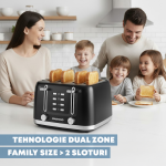 Prajitor de paine Daewoo DBT4160B, 1600 W, 4 felii, Dual Zone, Mix  Match, reincalzire, decongelare, anulare, control electronic rumenire, Negru - imagine 8
