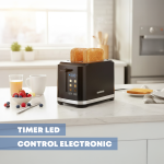 Prajitor de paine Daewoo DBTCT80B, putere 800 W,Display LED, functie reincalzire, functie decongelare, tavita pentru firimituri, control electronic rumenire, carcasa Cool Touch, culoare negru - imagine 8