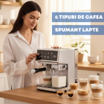 Espressor Semi-Automat Daewoo DCMM1350, 1350 W, pompa ULKA 20 Bari, rezervor apa 1.6L, recipient lapte 500 ml detasabil, Argintiu - imagine 8