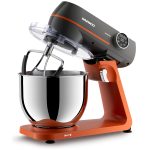 Mixer cu bol Daewoo DHM1000, 1000 W, 10 trepte de viteza, bol inox 7 litri, angrenaj metalic, display LED, accesorii incluse, Portocaliu - imagine 8