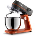Mixer cu bol Daewoo DHM1000, 1000 W, 10 trepte de viteza, bol inox 7 litri, angrenaj metalic, display LED, accesorii incluse, Portocaliu - imagine 6