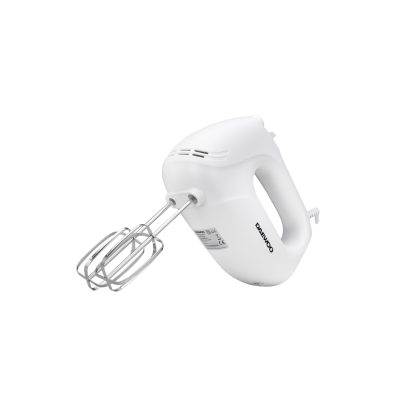 Mixer de mana Daewoo DHM25W, putere 250 W, functie Turbo, 5 viteze, accesoriu tel, carlige aluat, Alb