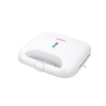 Sandwich maker Daewoo DSM25W, 800 W, placi neaderente, incalzire controlata prin termostat, maner CoolTouch, clapeta de blocare, indicator luminos incalzire, Alb