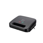 Sandwichmaker 3 in 1 Daewoo DSM300, putere 800 W, Placi antiaderente, indicator luminos incalzire, termostat, maner Cool Touch, clapeta de blocare, Negru
