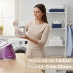 Statie de calcat cu cu aburi Daewoo DSS240, 2400W, rezervor 1800 ml, talpa ceramica, jet abur 240 g/min, debit abur continuu:120 g/min, abur vertical, sistem anti-calcar, mod Eco, oprire automata, Violet - imagine 9